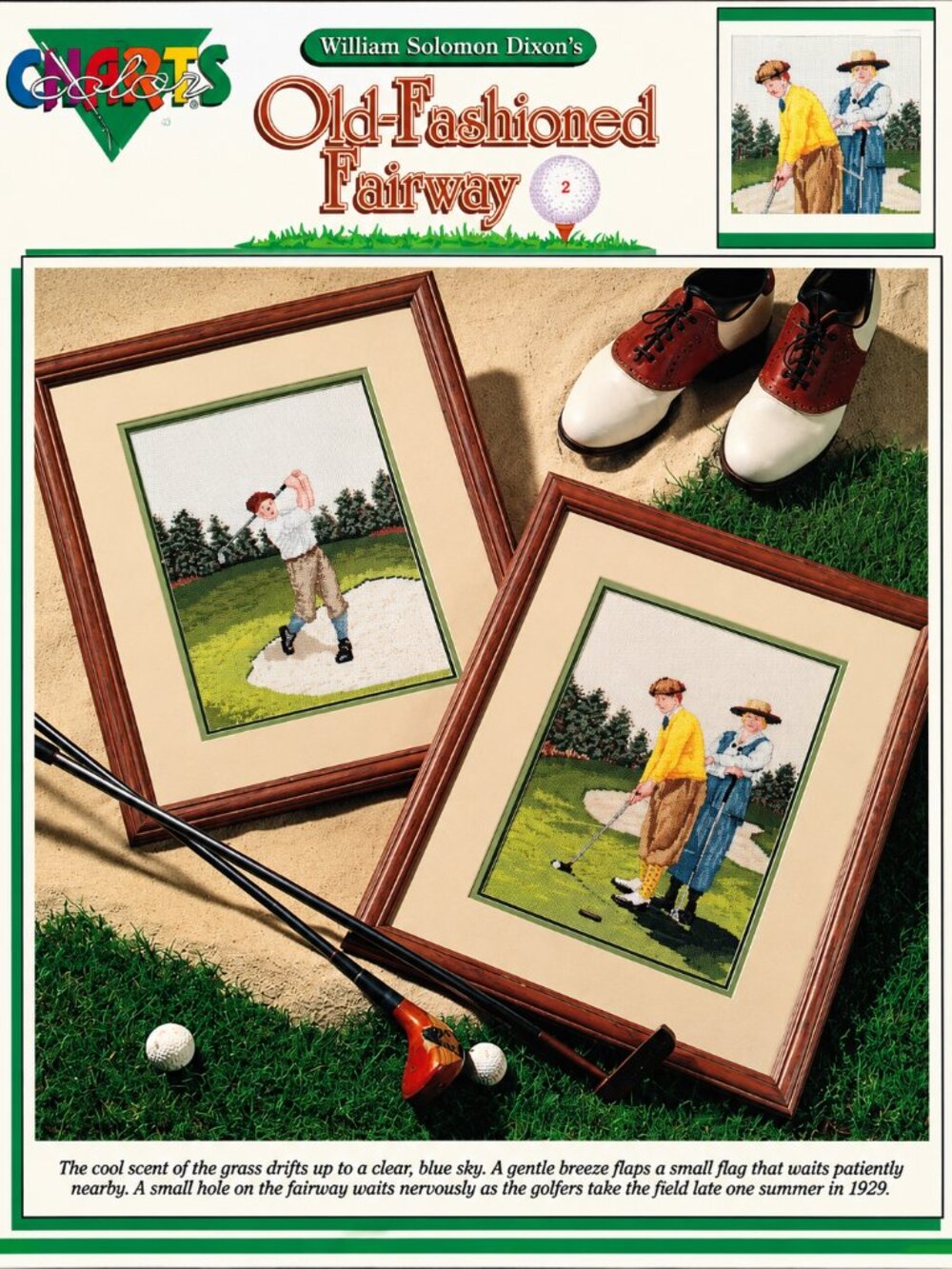 Vintage Cross Stitch Kit Old Fashioned Fairway Golf Wall Decor 1990s